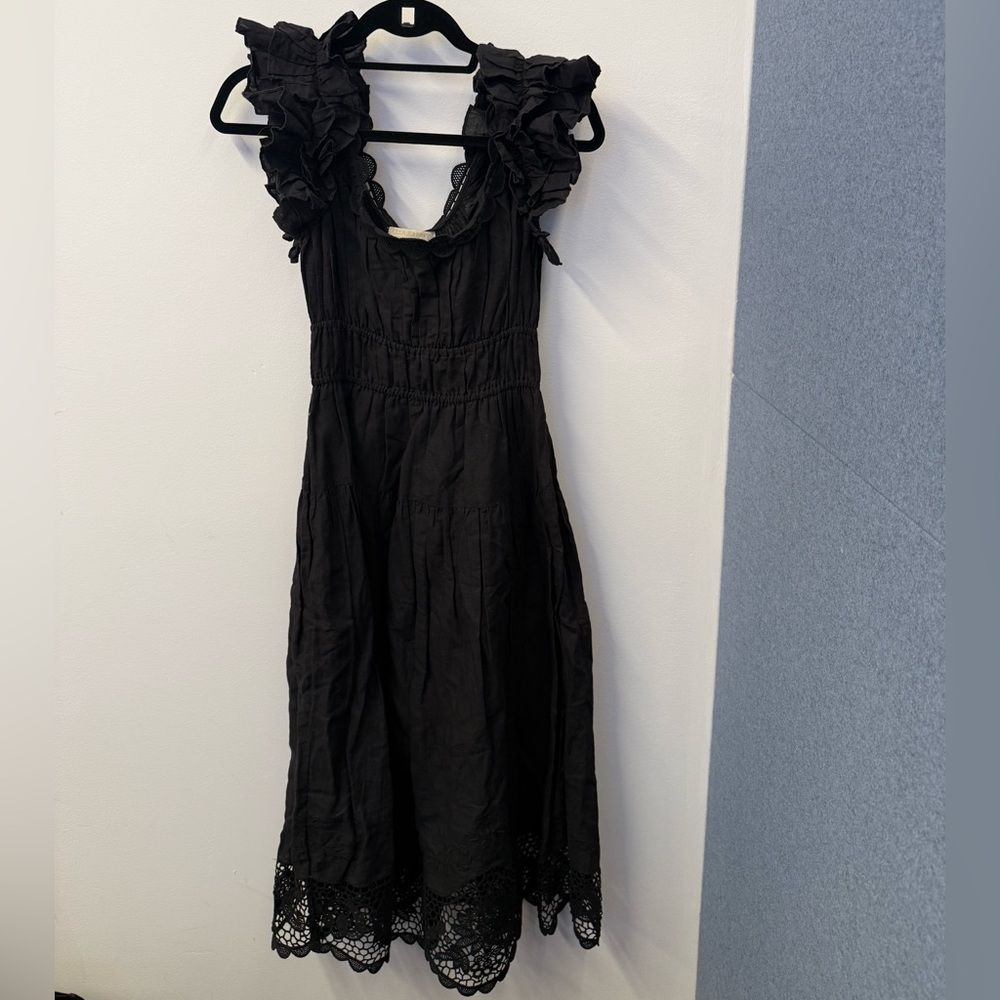 Ulla Johnson Black Ruffled Midi Dress